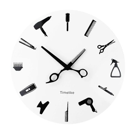 Parturi-kampaajan työkalut seinäkello moderni 3D kvartsi äänetön kauneushoitola kellot kello Ho [DB]