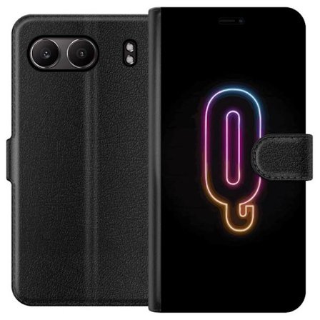 Kompatibel Tegnebogsetui til OnePlus OnePlus Nord 4 Minimalistisk neonbogstav Q i lyse farver mod mørk baggrund