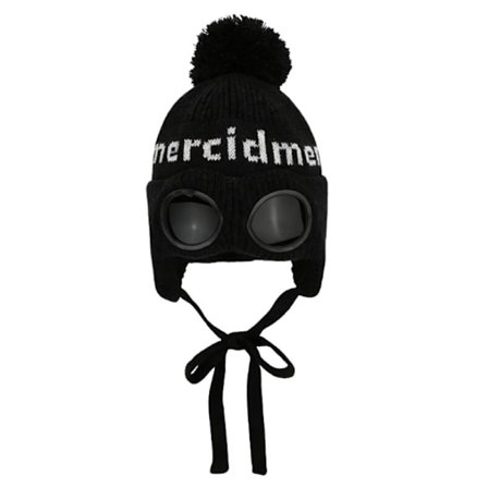 Vinterstickad Mössa Bokstav Jquard Solglasögon Dekorativ Varm Lei Feng Mössa Utomhus Sammet Öronskydd Mössa-Svart