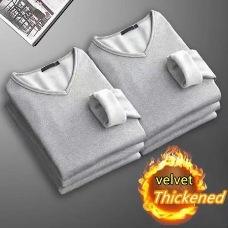 Vinter Termisk Underundertøj 2-delt Fløjl Langærmet T-shirt Mænd Fleece Sport Top Tykkelse Thermo Tøj Behagelig Varmt Top set20 XL 50-60KG