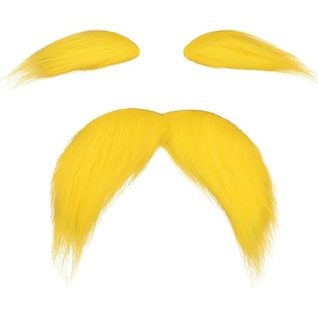 Gul bart og øyenbryn falskt skjegg for barn og voksne, rollespill Halloween kostymetilbehør morsomme festfavoritter for menn og kvinner-FA-