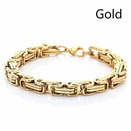 Rostfritt stål Vintage Punk kedja armband Hip Hop (bredd: 6mm guld)