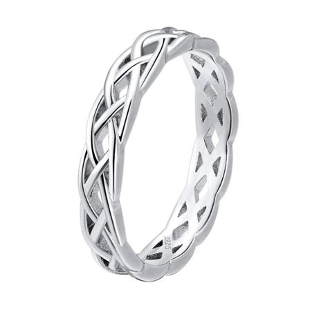 Minimalistiske kvinder snoet form hule bånd ring bryllup forslag smykker gave White Golden US 10