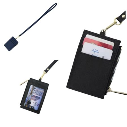 Læderhalspung med lynlås, ID-kortholder