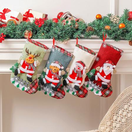 4 Julstrumpor 2023 Xmas Ornament Christmas Sock 3d Patte