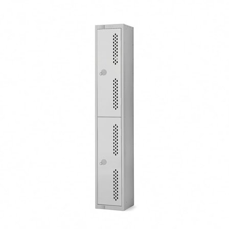 Perforated door locker, 2 door, 1800x300x450 mm, grey