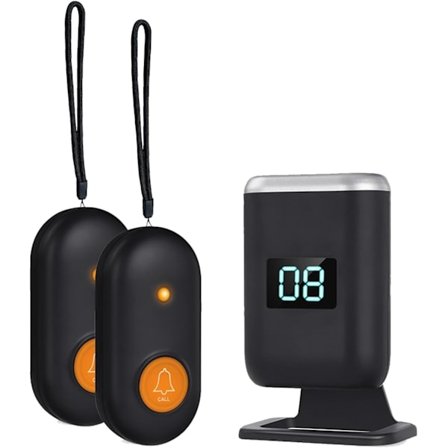 2025 Siste Modell Omsorgsperson Personsøker Trådløs Ringeknapp for Eldre, Alarmknapp for Seniorer Hjemme med Vibrasjon, LED-Skjerm, Stille, 10