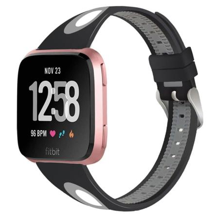 Fitbit Versa tofarvet vandtæt silikone Urrem - Sort / Grå Black