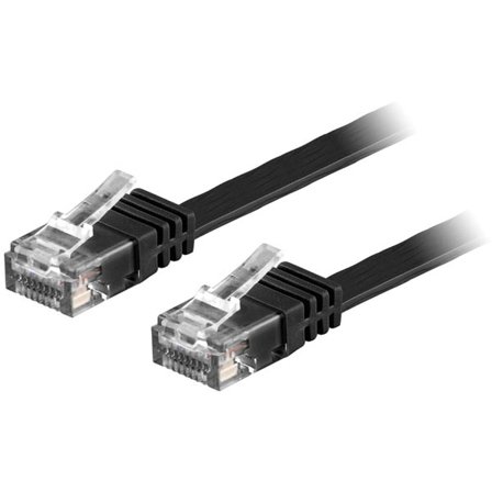 Deltaco TP-60S-FL - Koblingskabel - RJ-45 (hann) til RJ-45 (hann) - 50 cm - UTP - CAT 6 - formstøpt, flat - svart
