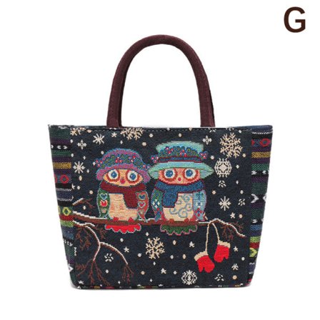 Broderad Uggla Tryckt Handväska Dam Stor Kapacitet S G G