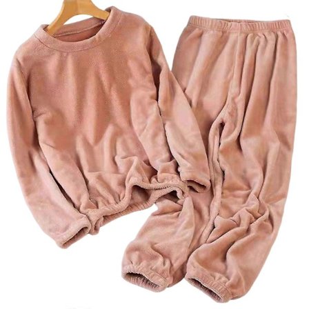 Paksut lämpimät naisten pyjamat, yksivärinen pusero, pyöreä pääntie, pyjamat tytöille, naisille, ystäville, äidille