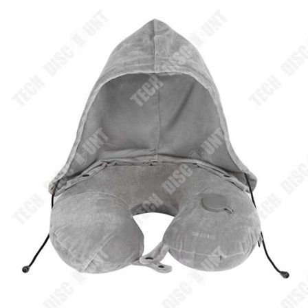 Reseugn kudd - TD - U med huva - Grå - 43x27x9 cm - Förbättrad komfort