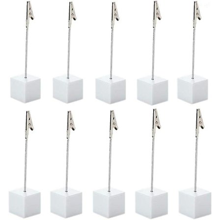 10 stk. Bordnummerholder Navneplasskortholder Memoklips Holderstativ Notatholder Bilder Kort Papir Menyklips (ren hvit)