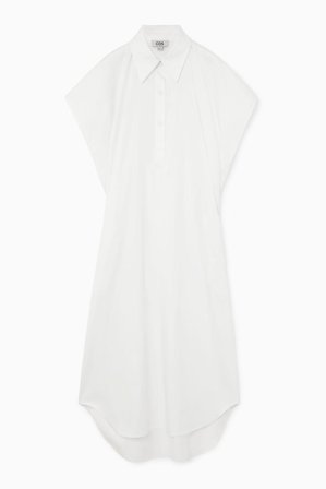COS Frauen Oversized Hemdblusenkleid In Midilänge in Weiß