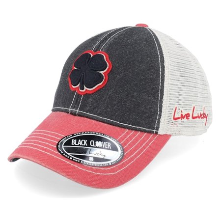 Black Clover - Black - trucker - Cap - 2-Tone Vintage Black/Stone/Red Trucker - Hatstore