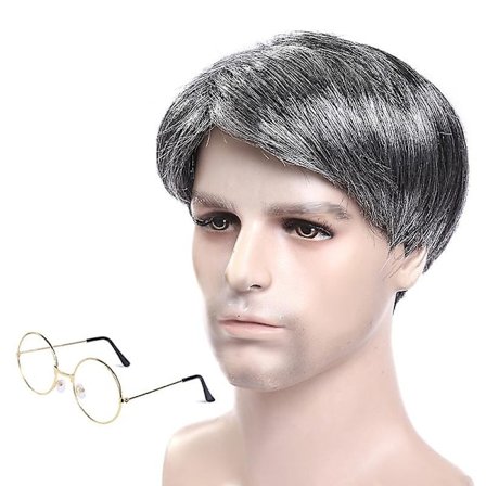 Cosplay Pappa Peruukki Parta Halloween Keski-ikäinen Ja Vanhus Hopea Musta Peruukki Lava Pukeutumisperuukki (FMY)