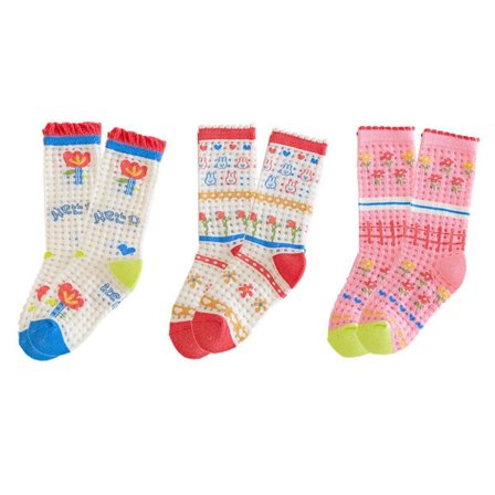 3 par morsomme jentesøte blomstersokker L KLB