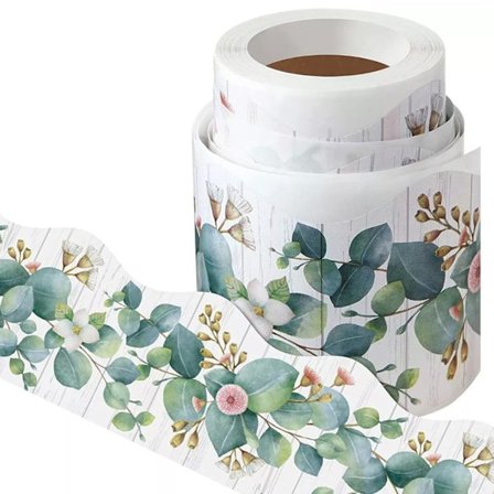 Bulletin Border Trim, Eucalyptus Border Bulletin Board Klasserom Bulletin Border Dekorativ Vegg Klistremerker(Type B)