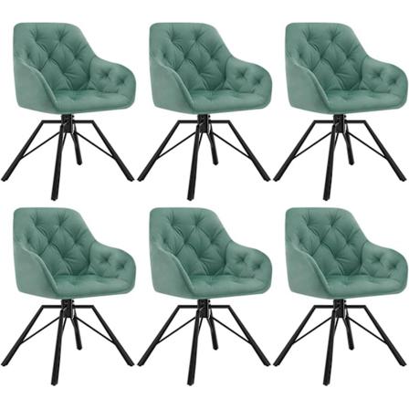 Rootz Spisestuestol - Drejestol - Køkkenstol - Ergonomisk design - 57,5 cm x 82,5 cm x 53 cm - Fløjl - Metal - Creme/Mørkegrøn/Mørkegrå