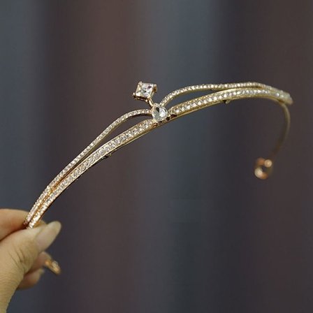 Bridal Tiara Crown Crystal Hårband GULD