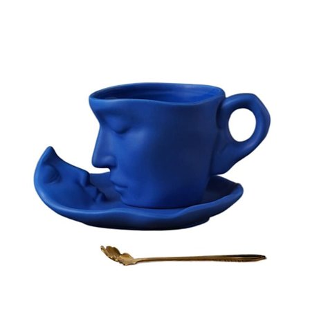 Keramisk mänskligt ansikte mugg Thinker Coffee Cup BLÅ