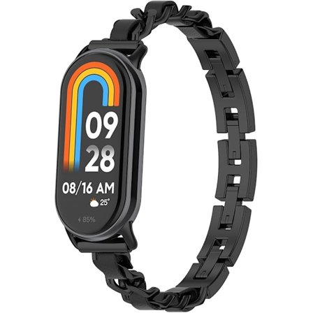 Kompatibel med Xiaomi Mi Smart Band 8 Armband Metall Justerbart Vävt Armband Smartklocka Armband Tillbehör för Kvinnor Män Ersättningsband