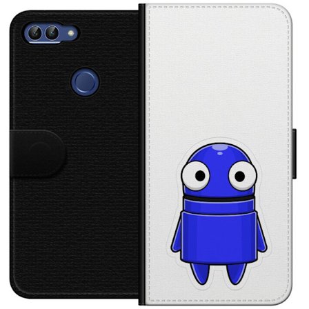 Kompatibelt Lommeboketui til Huawei Huawei P smart Blå tegnet figur med store øyne og et vennlig uttrykk i minimalistisk design