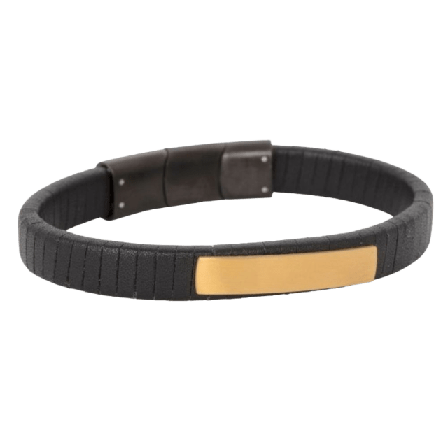 by BILLGREN Lucas Leather Bracelet Black Accessoarer Herr Svart 21 cm