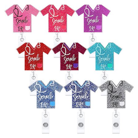 9 stk. sygeplejerske akryl mærke rullebånd med udtrækkelig clips, studentergave, udtrækkelige ID-kortholdere, kortholder