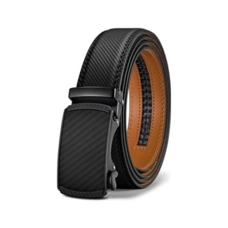 Truyuety Justerbart Bälte för Män med Spärrmekanism, Lättanvänt Spänne, Anpassad Passform, Läderfinish (130 cm)