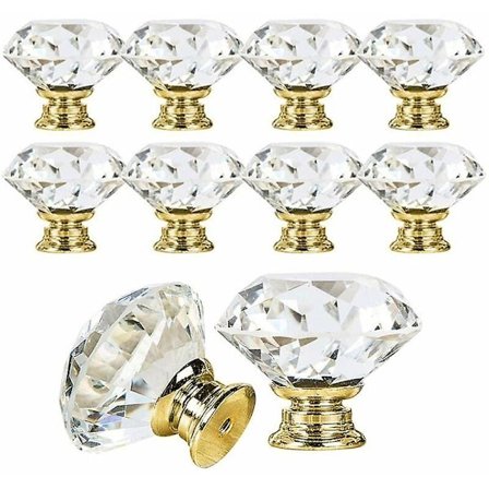 10 X 30mm Håndtak Knot Diamant Bling Dekorasjon Dør Møbel Rose