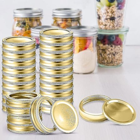 48 stk. Mason Jar-lokk, vanlige hermetikklokk med silikonforsegling
