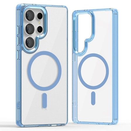 (Blue) Case for Samsung Galaxy S25 Ultra Compatible with MagSafe TPU+PC Transparent Mobile Case Blue