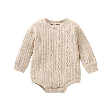 Spädbarn Enfärgade Knappar Långärmad Varm Bodysuit I Ett Stycke