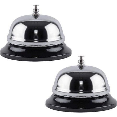 2 Pack Call Bell Reception 3,35 tum Silver Metal Anti-Rost Ring Service Bell, för hotell, kontor, hundträning, skolor, reception, restaurang
