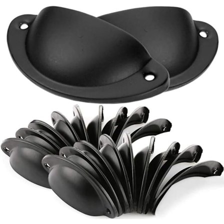 20 stk. Vintage skalshåndtag til skuffe, skab, køkkenmøbler, buet jern retro skabslågegreb, møbelgreb i jern (sort)