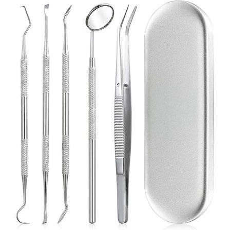 Tandhygiejnesæt - 5 dele rustfrit stål sølv