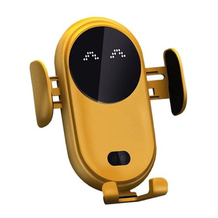 Smart bil trådlös laddare mobiltelefonhållare, trådlös automatisk avkänning, gul