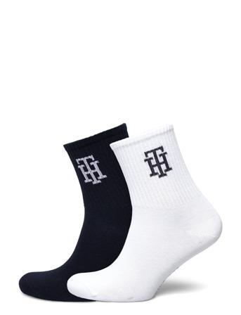 Th Women Short Sock 2P Monogram Underwear Socks Regular Socks Vit Tommy Hilfiger