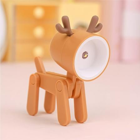Sød Mini LED natlampe sammenklappelig bordlampe hund orange rådyr orange rådjur