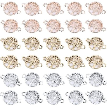 30 Livets Træ Armbånd Vedhæng - Livets Træ Legering Smykker Konnektorer, Egnet til DIY Smykkefremstilling, Tilgængelig i 3 Farver