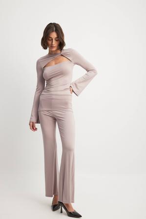 NA-KD x Zoe Liss Pantalon de yoga Soft Line - Pantalons flare - Rose - Large