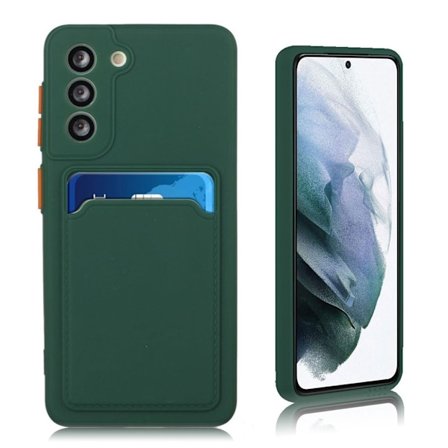 Card Holder Suojakuori For Samsung Galaxy S21 FE - Tummanvihreä