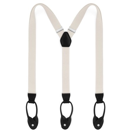 Bretelle sottili color avorio con fermaglio per bottoni per uomini - Bretelle per bottoni
