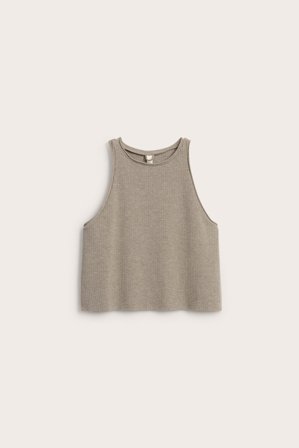 Kappahl | Ribbestrikket singlet | Brunmelert