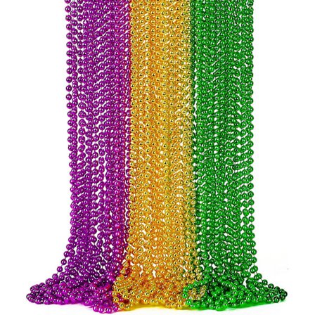 24 stk. Mardi Gras Tilbehør, Mardi Gras Grøn Lilla Guld Metalperler Halskæder Tilbehør Bulk, Mardi Gras Perler Halskæde Cos