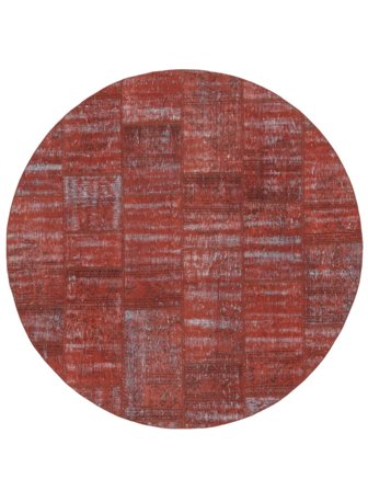 Patchwork Teppe Moderne Rundt Mørk Rød (Ull, Tyrkia)