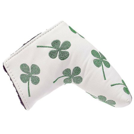 Golf-putteri Pääsuojus Golfmailan Suojus Neljänlehtiapilan Painettu Käytännöllinen Ja Kestävä 1kpl Valkoinen