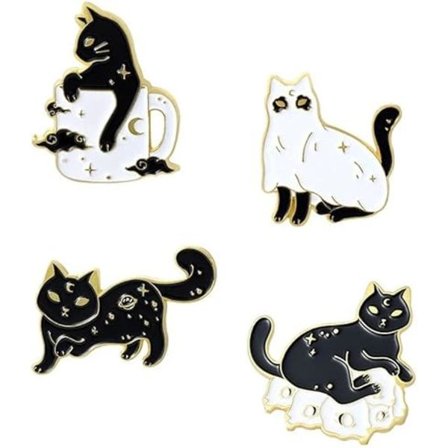 Anpassade skelettstjärnor emaljnålar spöke katt broscher slagmärke väska punk svart smycken gotisk present till barn vänner (4 st)