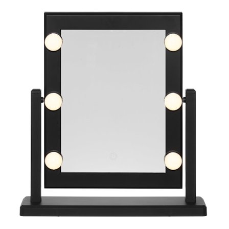 Sminkspegel med 6 LED-lampor och justerbart ljus – Svart